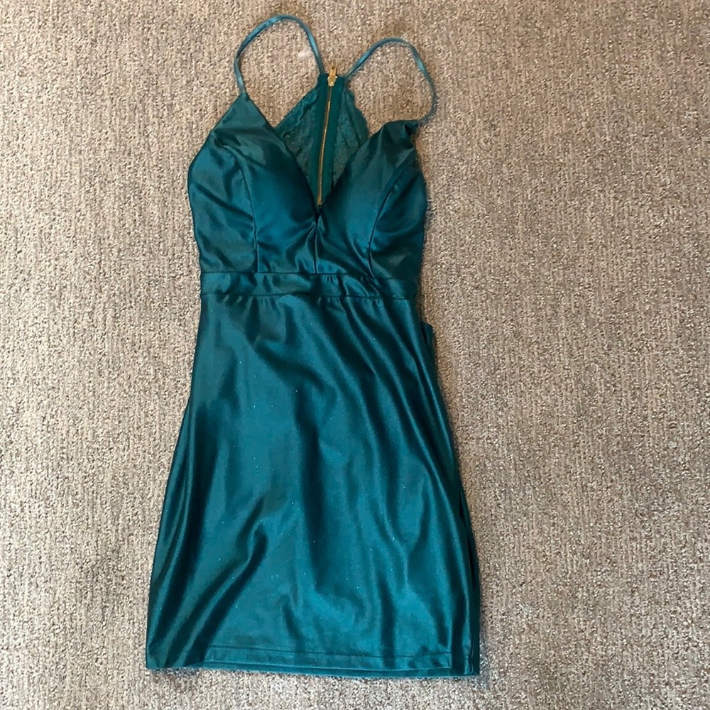 blue (turquoise) dress, padded bra area